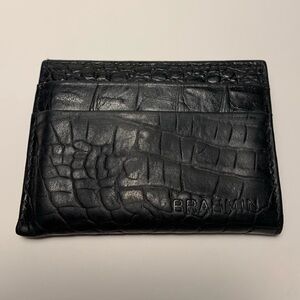 Brahmin Black Croc-Embossed Leather Card Holder GUC Matte Black color
